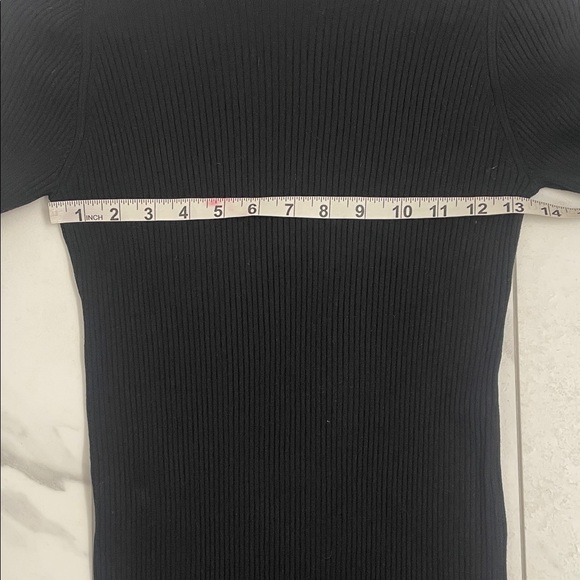 Wilfred Classic Black Knit Long Sleeve Dress Mock Neck High Thigh Slit Sz M - Picture 13 of 15